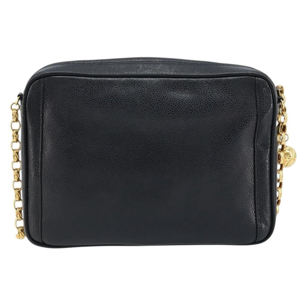 Chanel Vintage Front Pocket Cc Camera Bag Caviar Black Leather Shoulder Bag Bag (Pre-Owned)