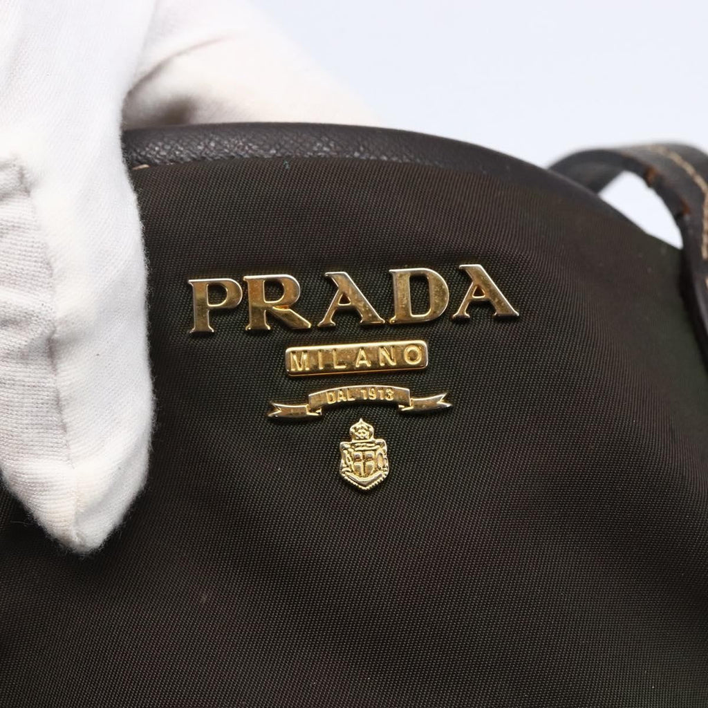 Prada Open Tote Tessuto Khaki Nylon Tote Bag Bag (Pre-Owned)