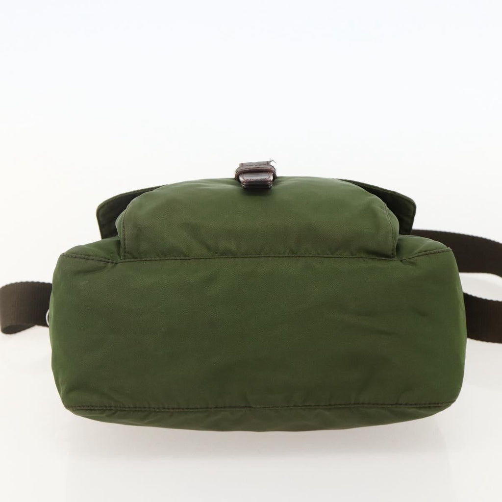 Prada Buckle Messenger Bag Tessuto Green Nylon Shoulder Bag Bag (Pre-Owned)