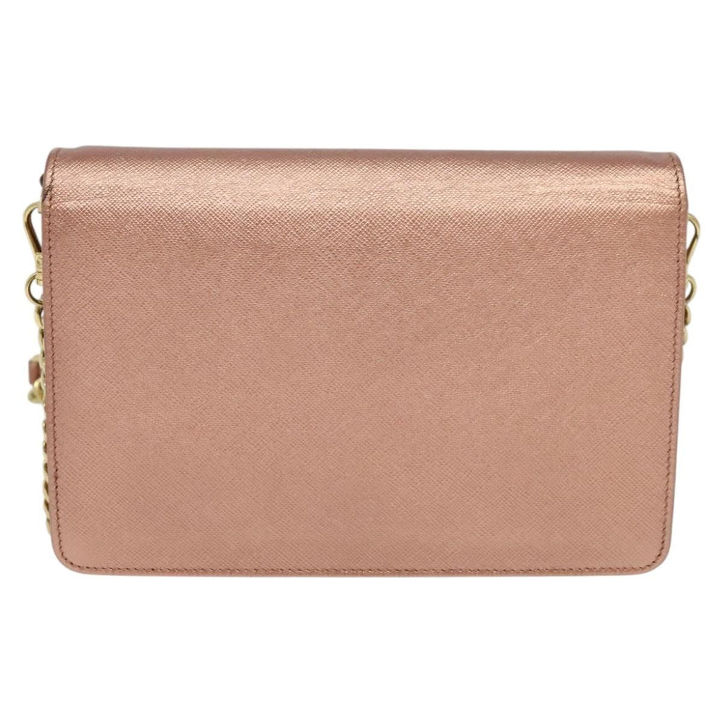 Prada Monochrome Chain Flap Bag Saffiano Leather Pink Leather Shoulder Bag Bag (Pre-Owned)