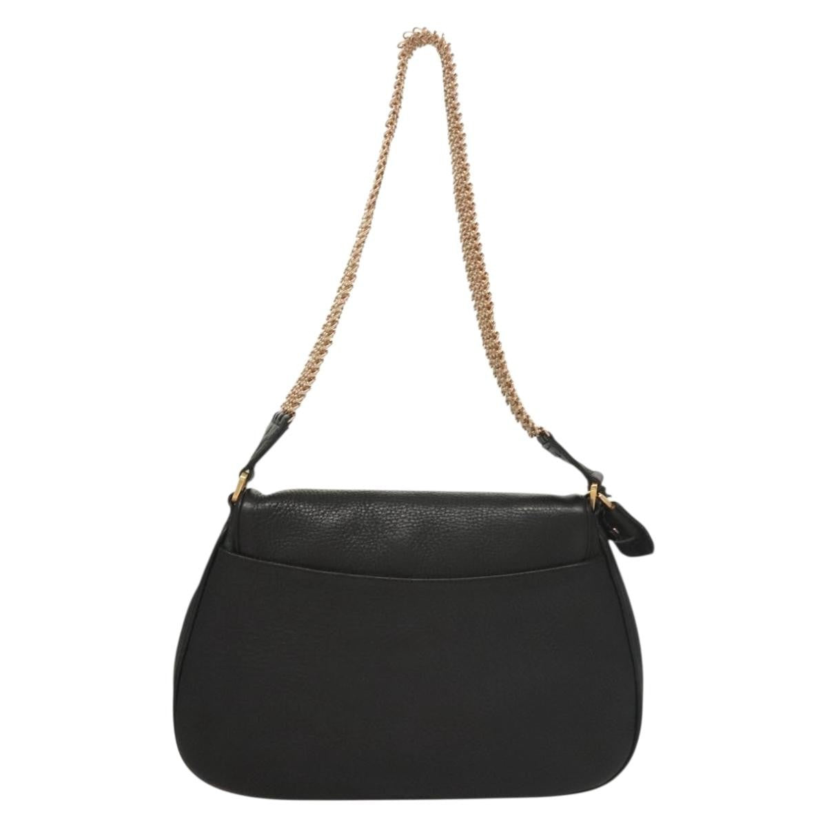 Prada Vintage Chain Flap Shoulder Bag Leather Black Leather Shoulder Bag Bag (Pre-Owned)