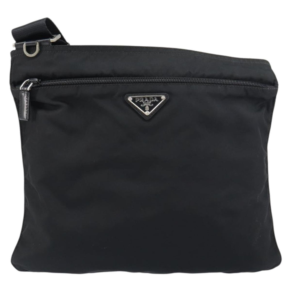 Prada Front Pocket Messenger Bag Tessuto Black Nylon Shoulder Bag Bag (Pre-Owned)