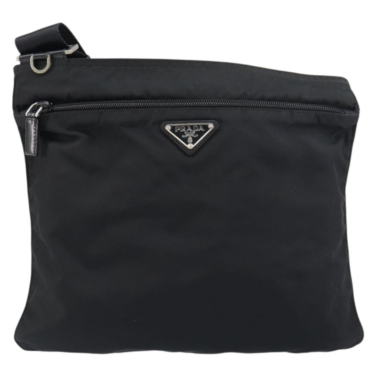 Prada Front Pocket Messenger Bag Tessuto Black Nylon Shoulder Bag Bag (Pre-Owned)