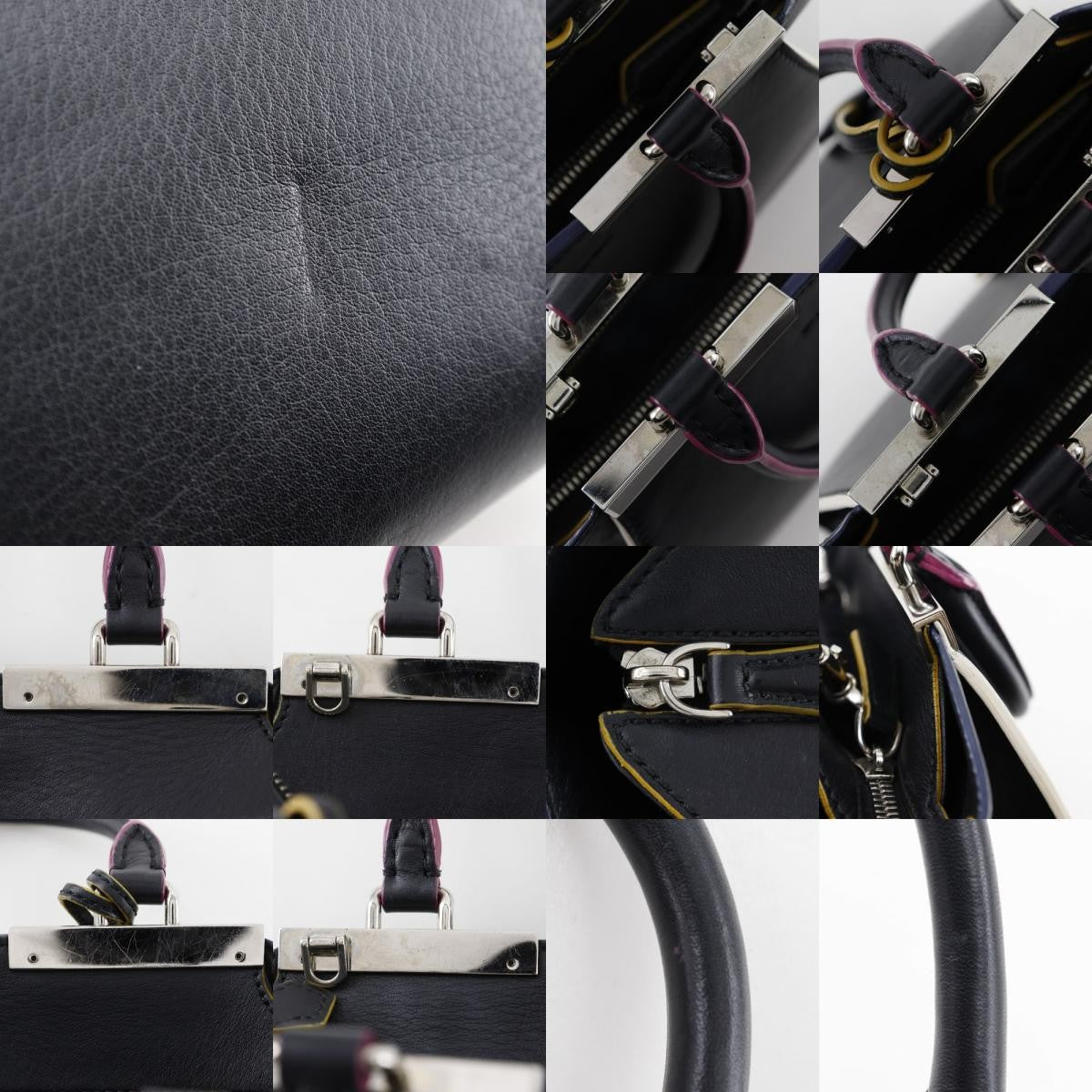 Fendi Petite 3Jours Bag Leather Black Leather Handbag (Pre-Owned)