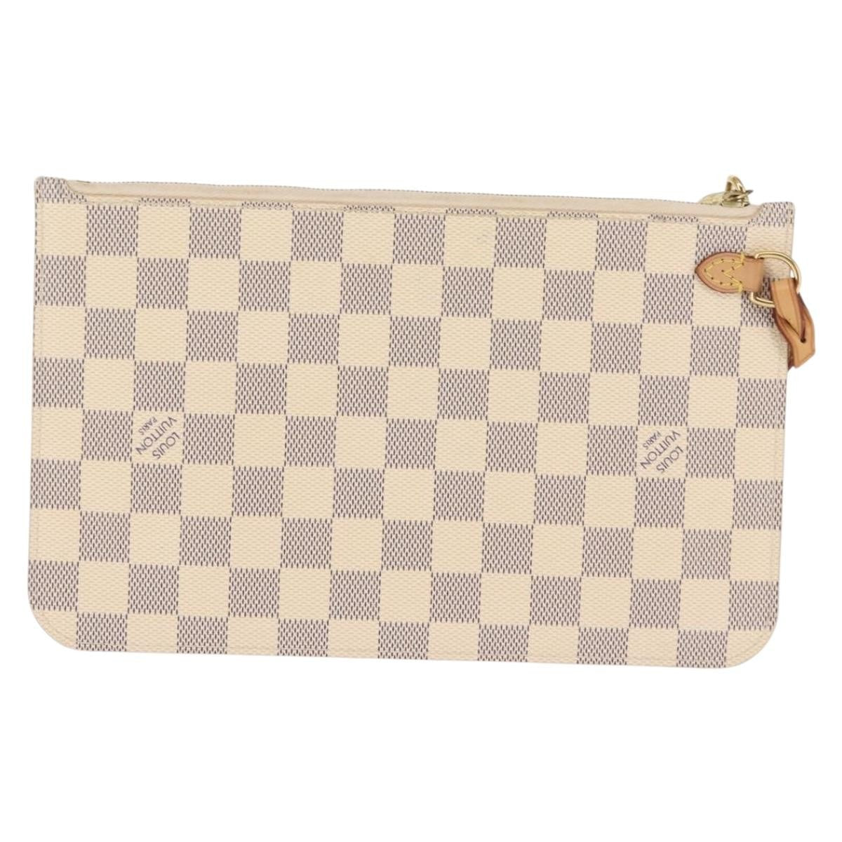 Louis Vuitton Neverfull Pochette Damier White Canvas Clutche & Pouche Bag (Pre-Owned)