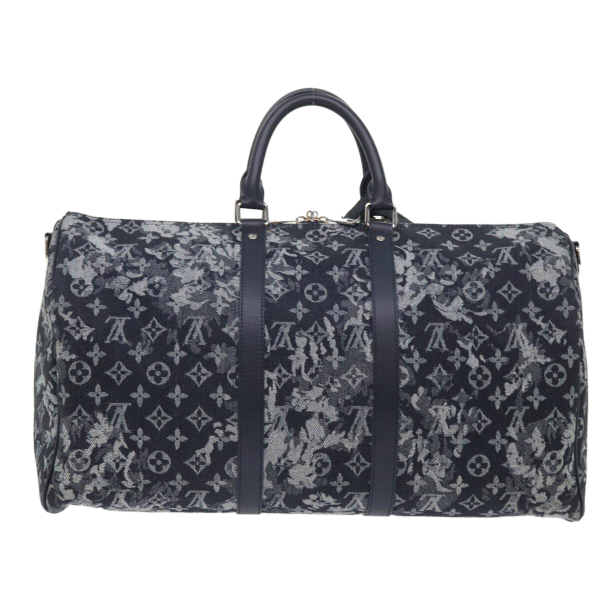Louis Vuitton Keepall Bandouliere Bag Monogram Tapestry Canvas Navy Canvas Bag (Pre-Owned)