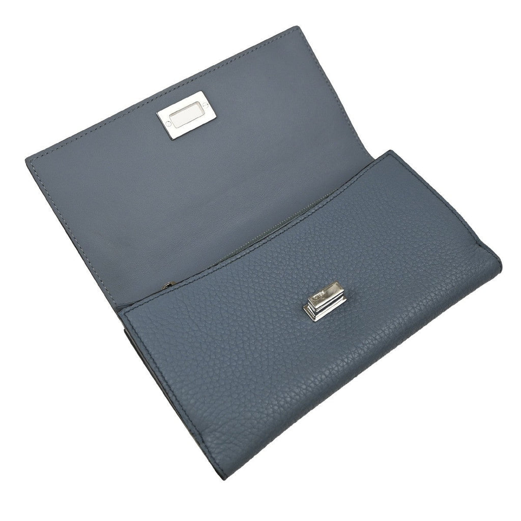 Fendi Peekaboo Wallet Leather Blue Leather Wallets Accessory (Pre-Owned)