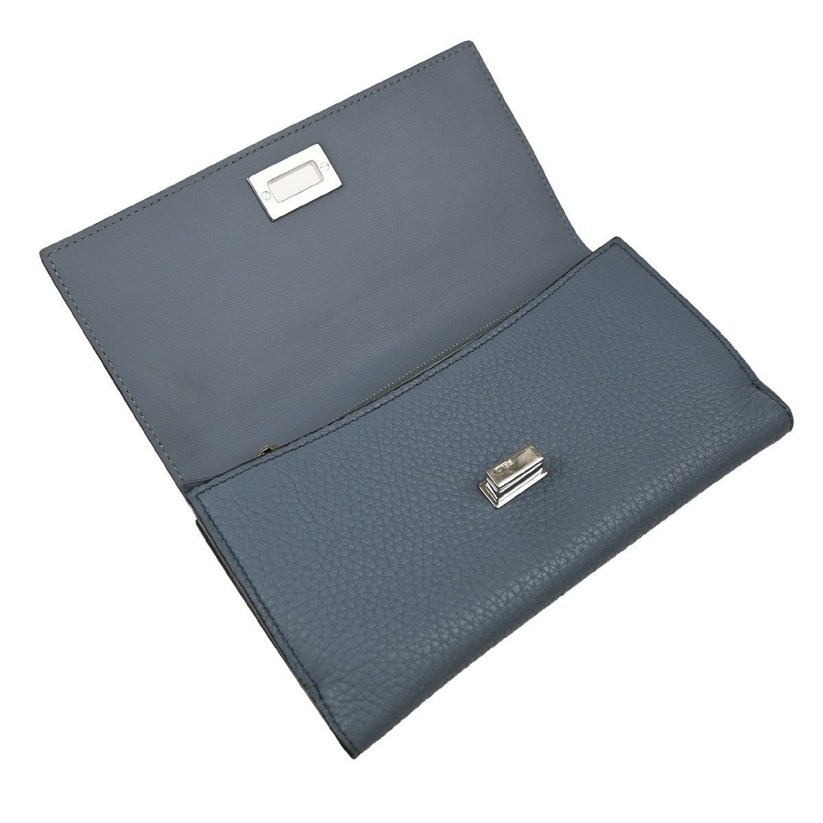 Fendi Peekaboo Wallet Leather Blue Leather Wallets Accessory (Pre-Owned)