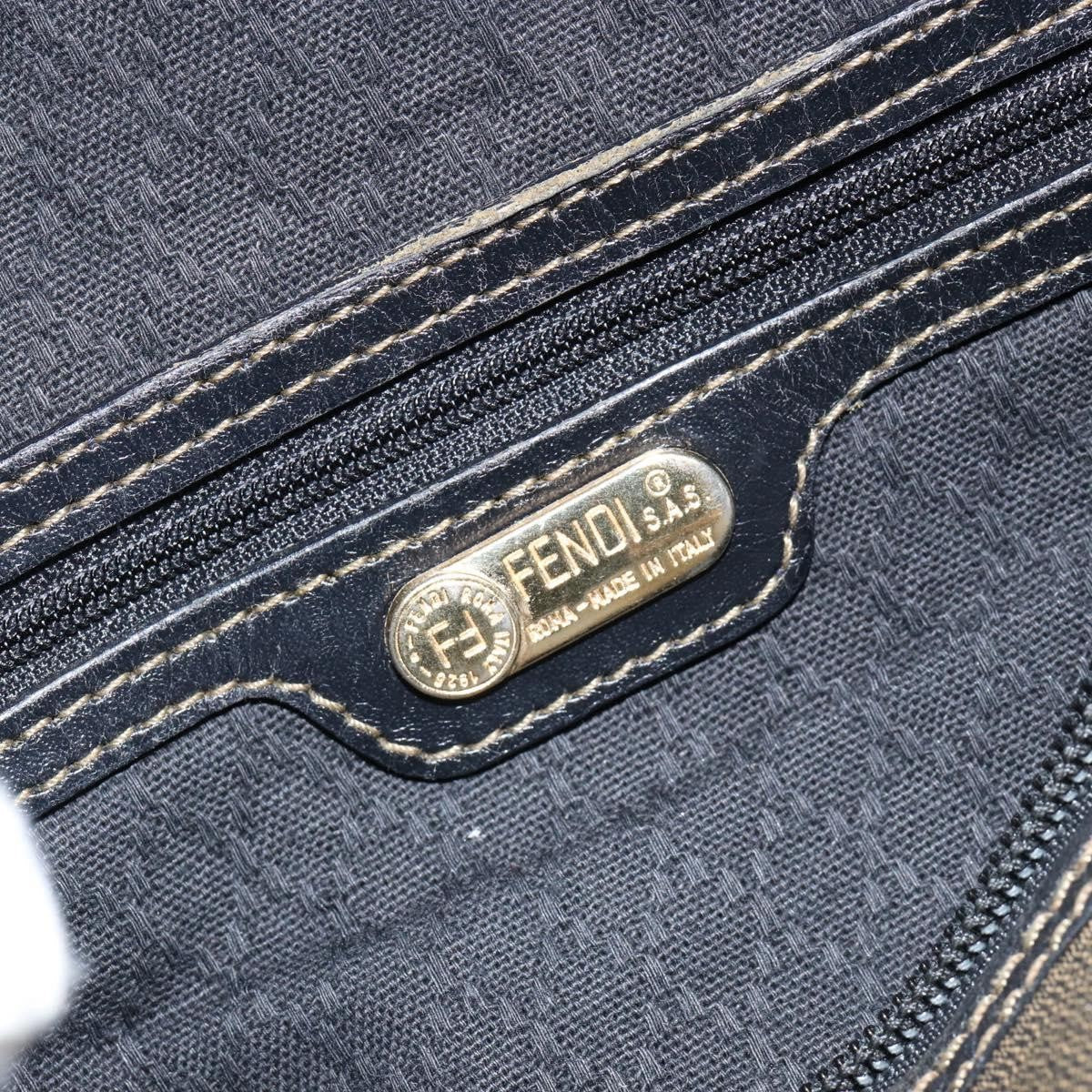 Fendi Vintage Pequin Boston Bag Coated Canvas Brown Canvas Handbag (Pre-Owned)