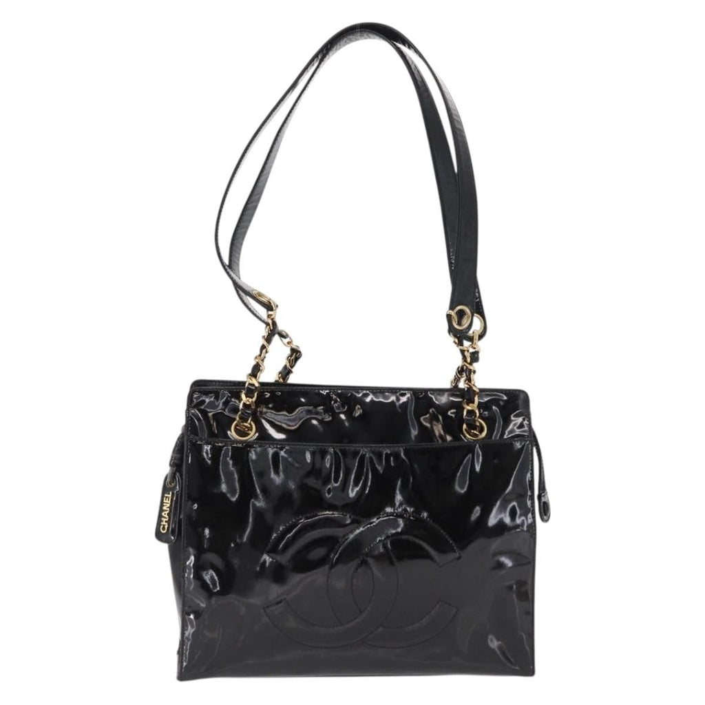 Chanel Vintage Timeless Chain Shoulder Bag Patent Black Patent_Leather Shoulder Bag Bag (Pre-Owned)
