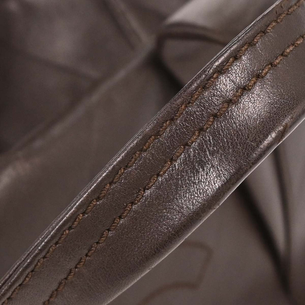 Chanel All Day Long Tote Chevron Leather Brown Leather Tote Bag Bag (Pre-Owned)