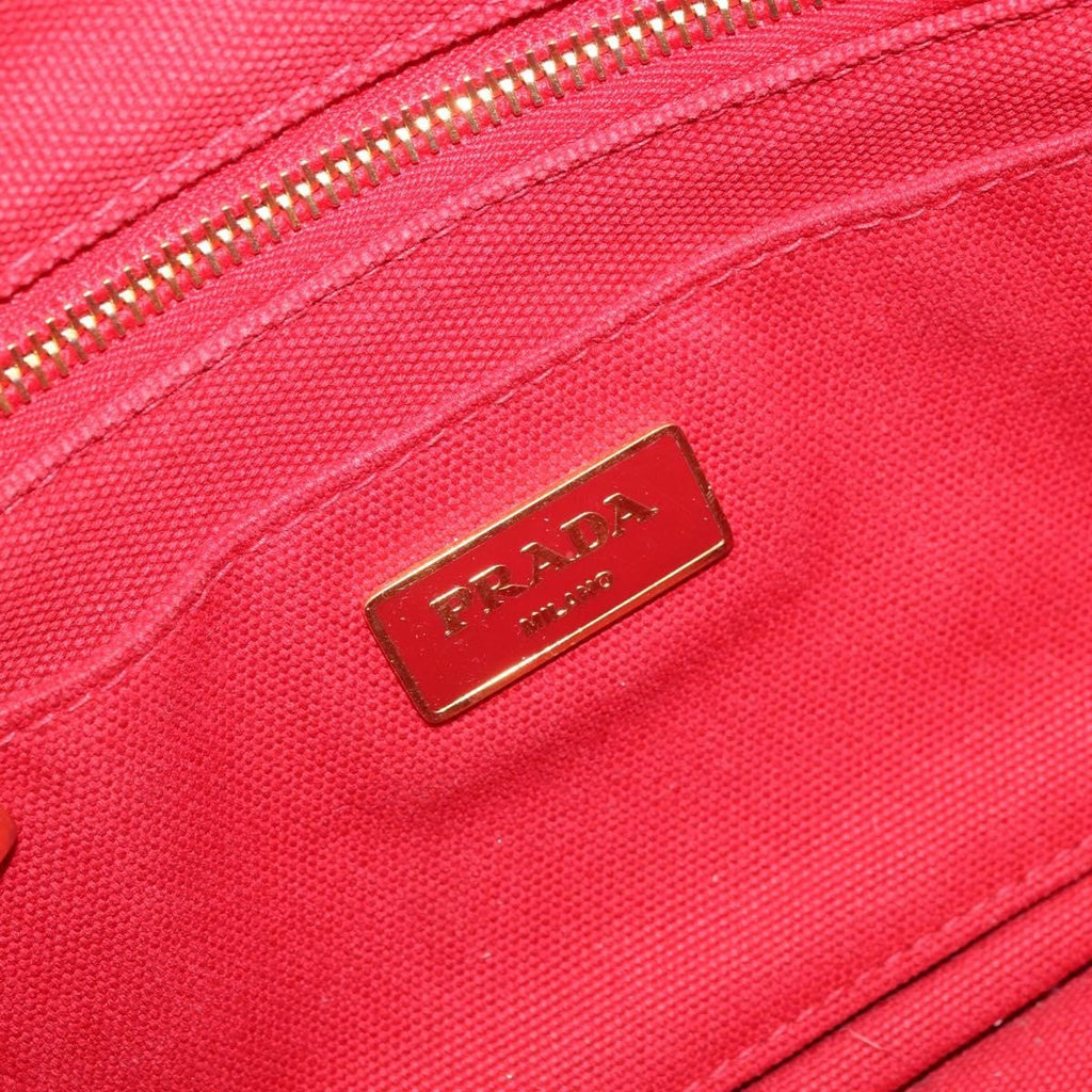Prada Canapa Tote Canvas Red Canvas Tote Bag Bag (Pre-Owned)