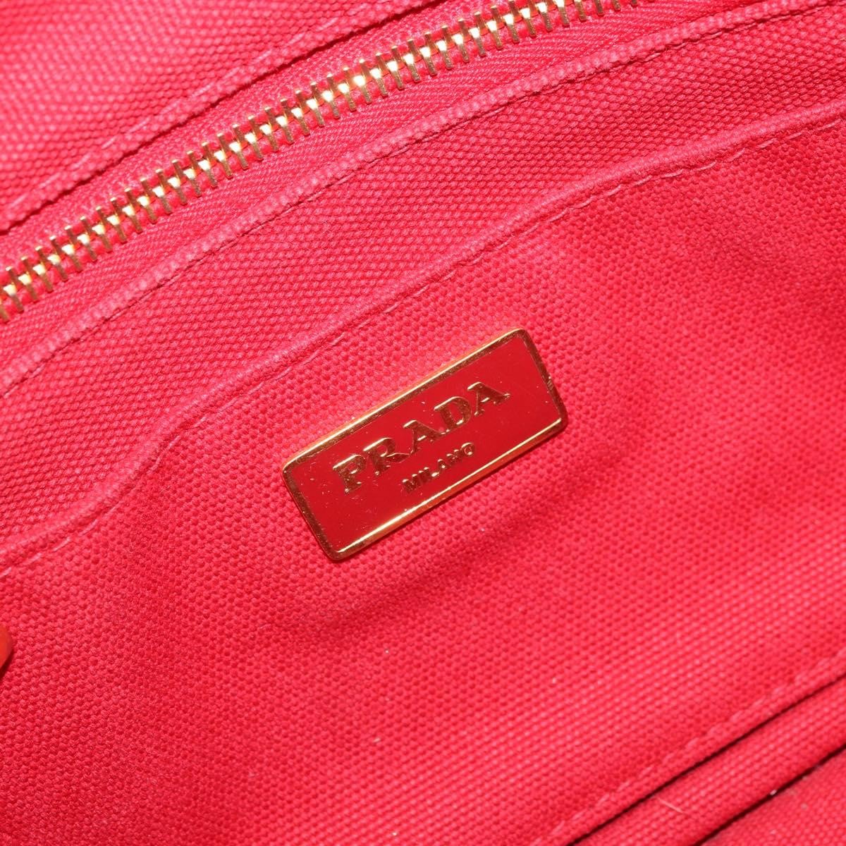Prada Canapa Tote Canvas Red Canvas Tote Bag Bag (Pre-Owned)