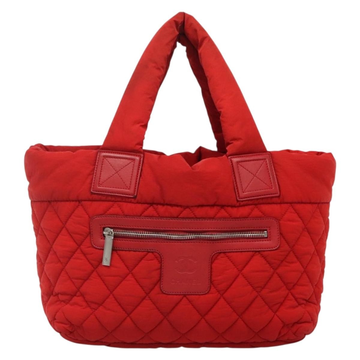 Chanel Coco Cocoon Reversible Tote Quilted Nylon Red Nylon Tote Bag Bag (Pre-Owned)