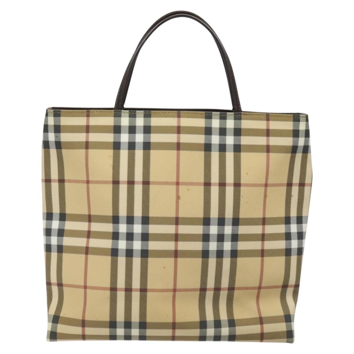Burberry Nova Check Handbag Nova Check Canvas Beige Canvas Handbag (Pre-Owned)