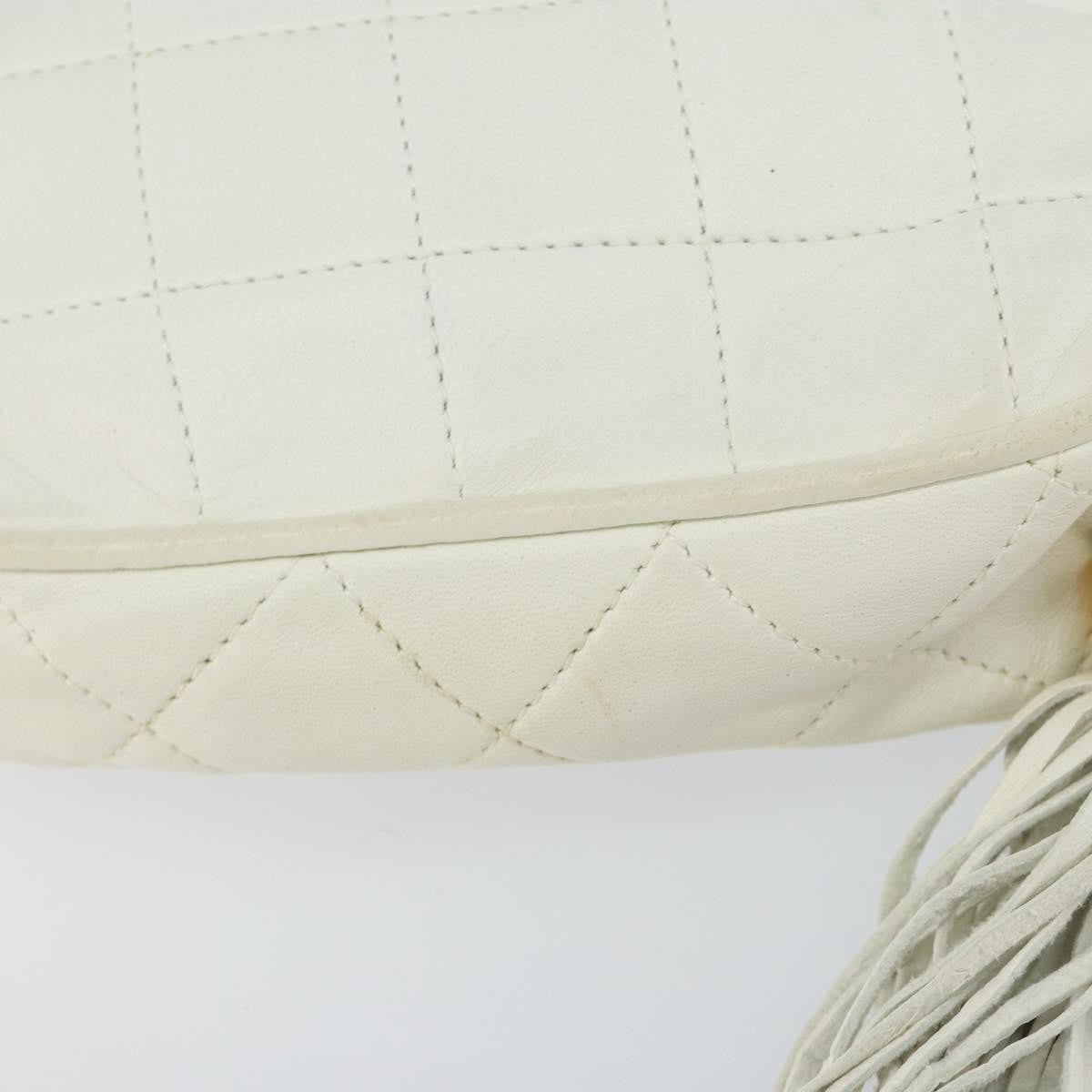 Chanel Vintage Diamond Tassel Crossbody Quilted Lambskin White Leather Clutche & Pouche Bag (Pre-Owned)