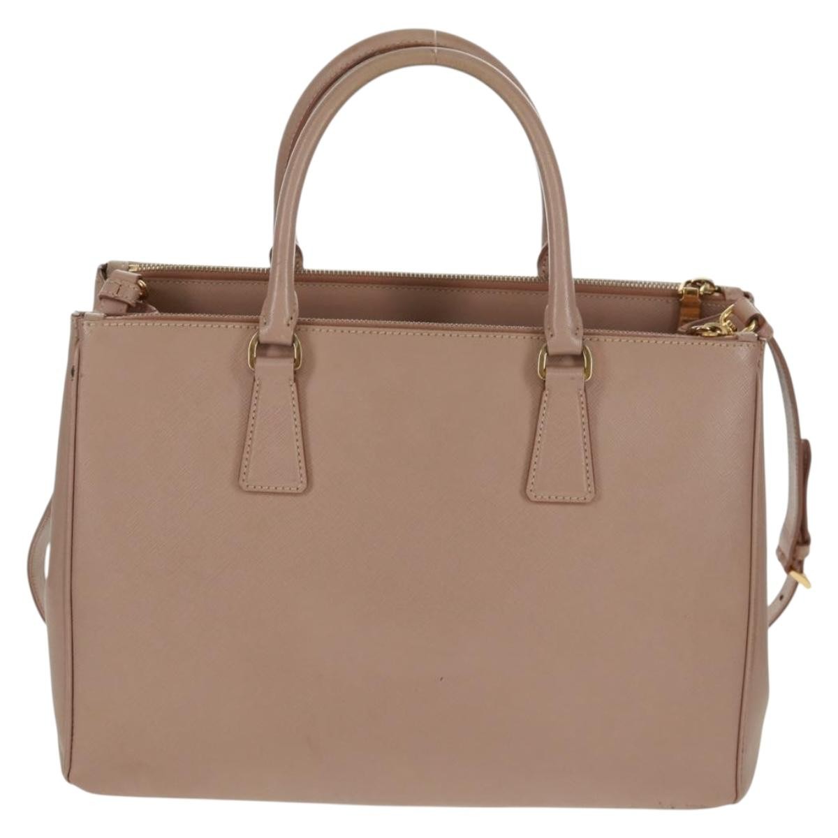 Prada Double Zip Lux Tote Saffiano Leather Pink Leather Tote Bag Bag (Pre-Owned)