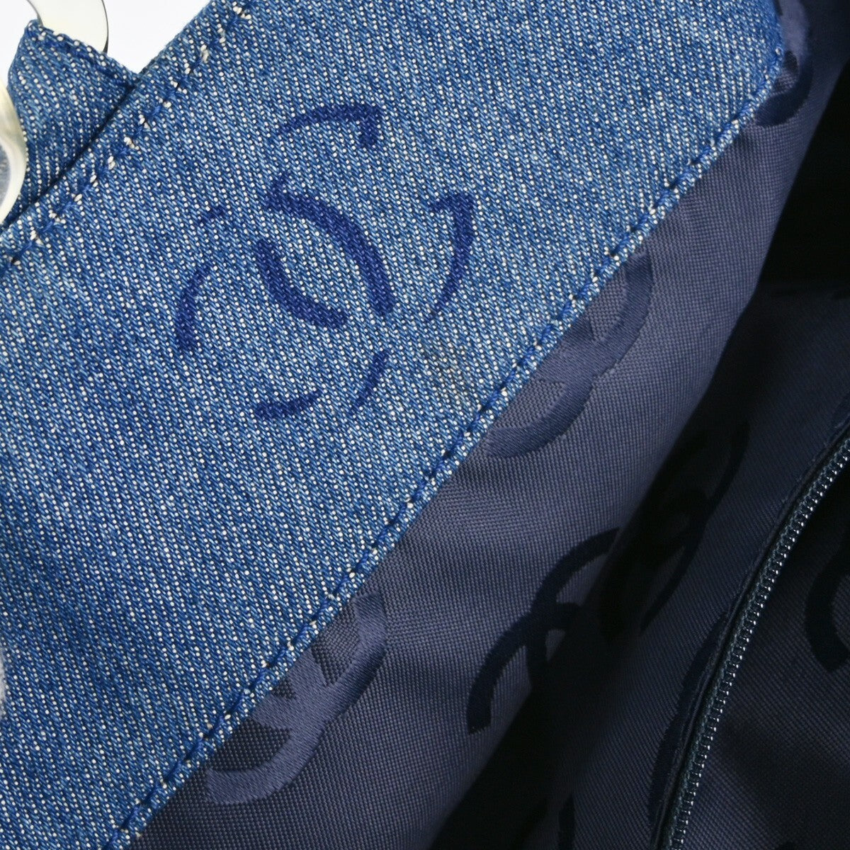 Chanel Vintage Cc Tote Denim Blue Denim_Jeans Tote Bag Bag (Pre-Owned)