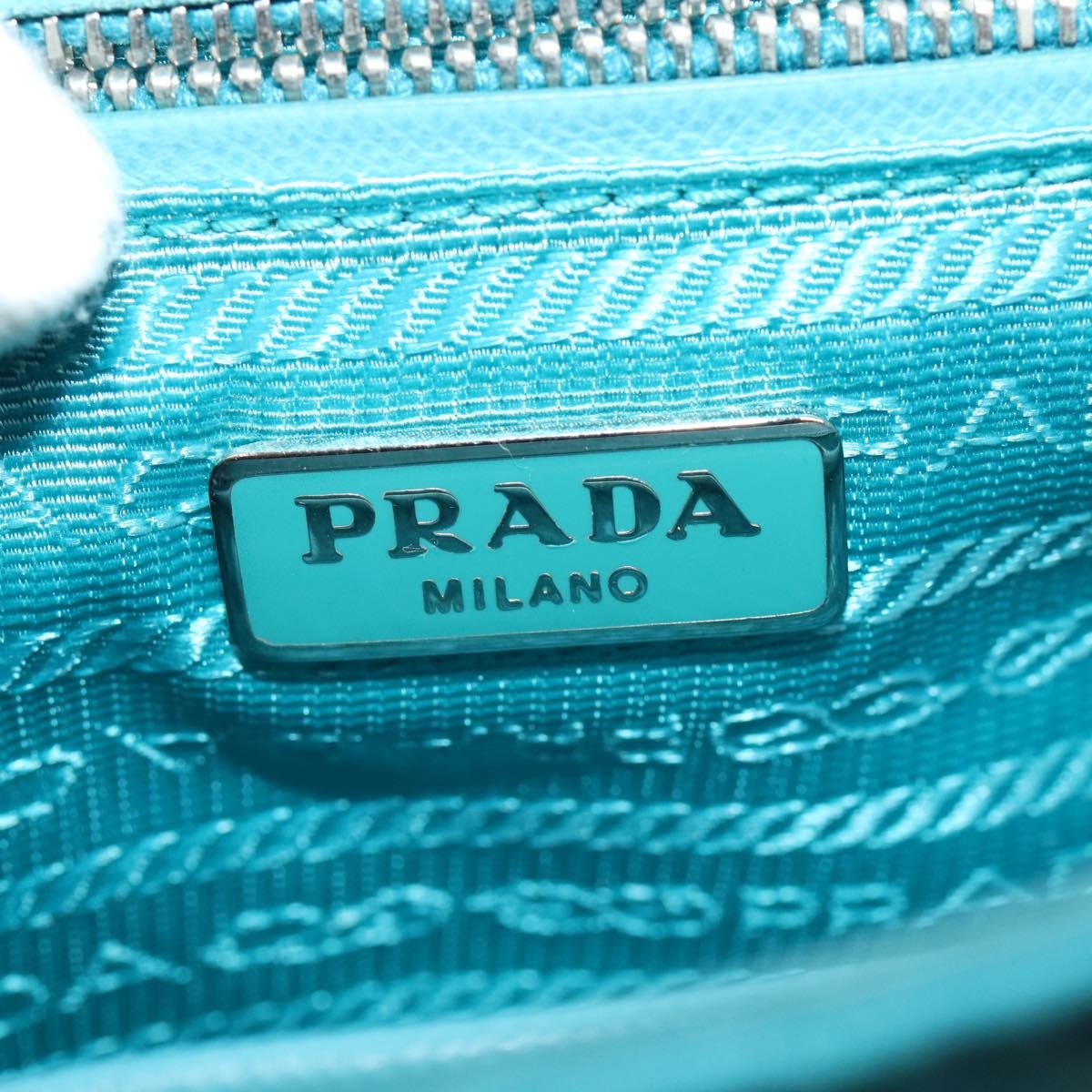 Prada Pushlock Chain Flap Bag Quilted Tessuto Turquoise Nylon Shoulder Bag Bag (Pre-Owned)