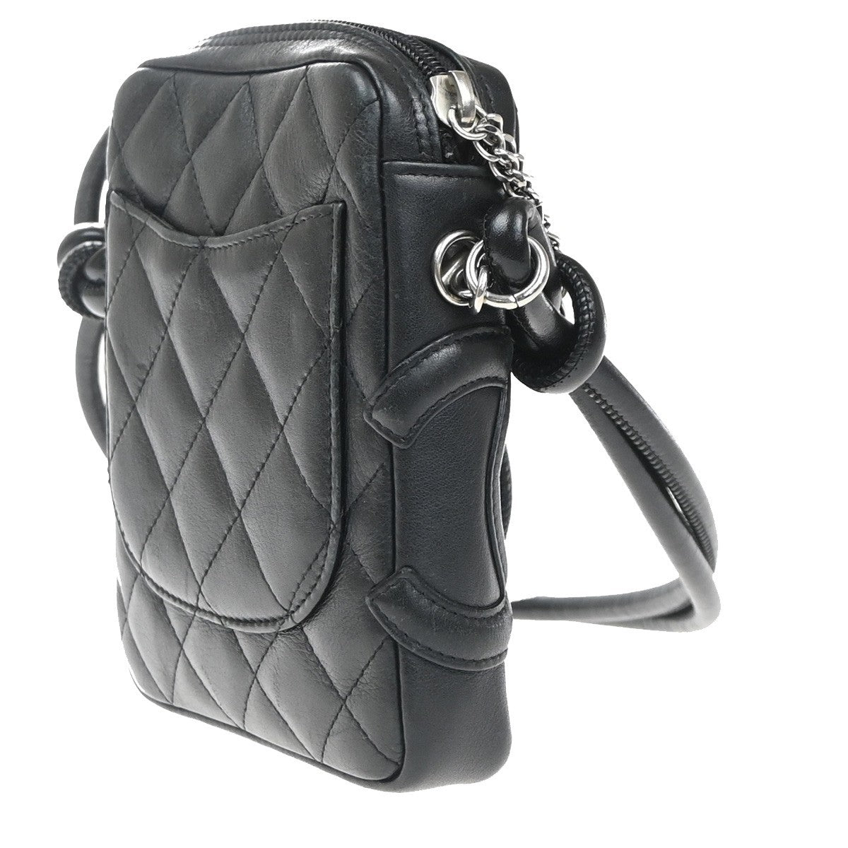 Chanel Cambon Pochette Quilted Leather Black Leather Shoulder Bag Bag (Pre-Owned)