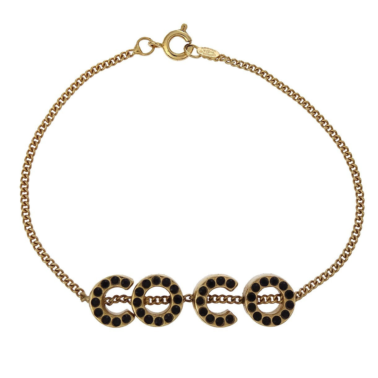 Chanel Cc Charm Bracelet Metal With Crystal Gold Gold_Plated Bracelet Jewelry (Pre-Owned)