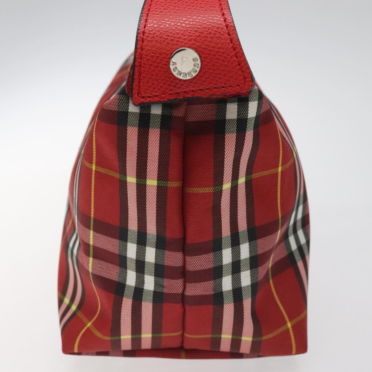 Burberry Nova Check Handbag Leather And Nylon Red Nylon Handbag (Pre-Owned)