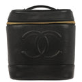 Chanel Vintage Timeless Cosmetic Case Caviar Black Leather Handbag (Pre-Owned)