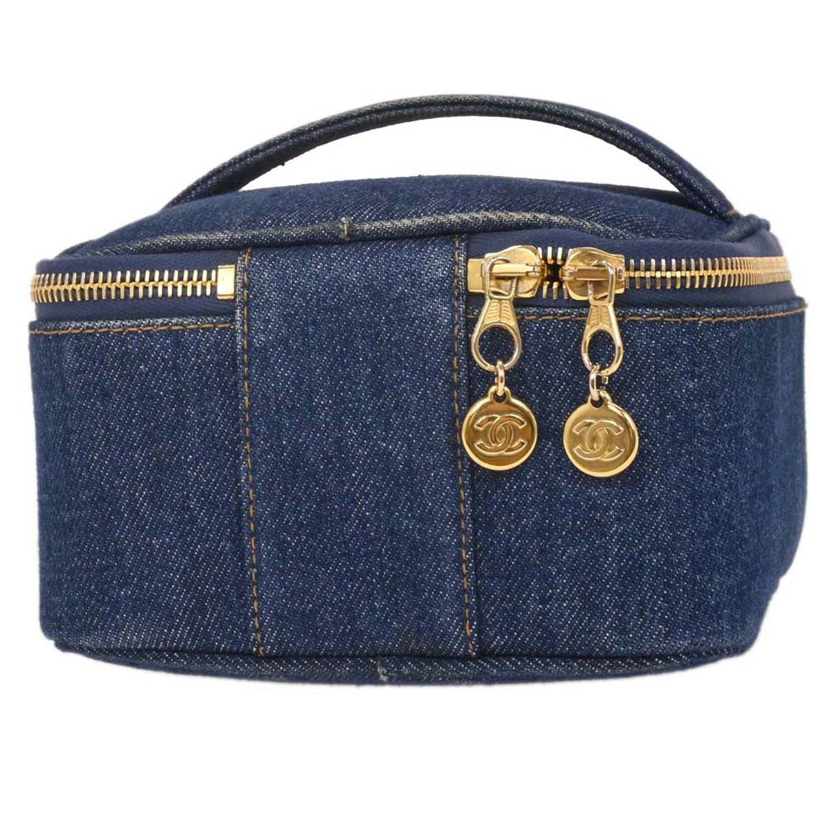 Chanel Vintage Cc Vanity Case Denim Blue Denim_Jeans Handbag (Pre-Owned)