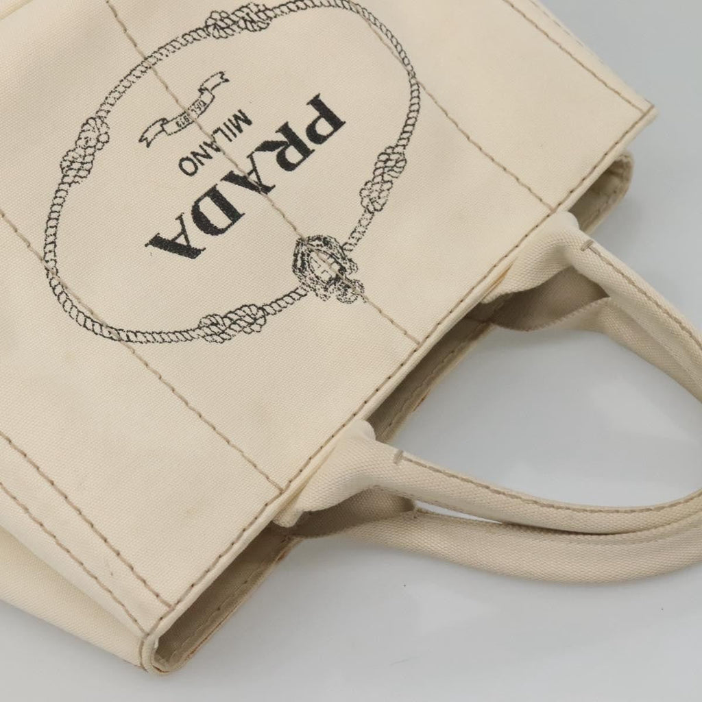 Prada Canapa Tote Canvas White Canvas Tote Bag Bag (Pre-Owned)