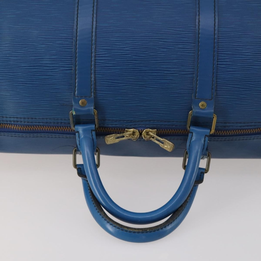 Louis Vuitton Keepall Bag Epi Leather Blue Leather Travel Bag Bag (Pre-Owned)