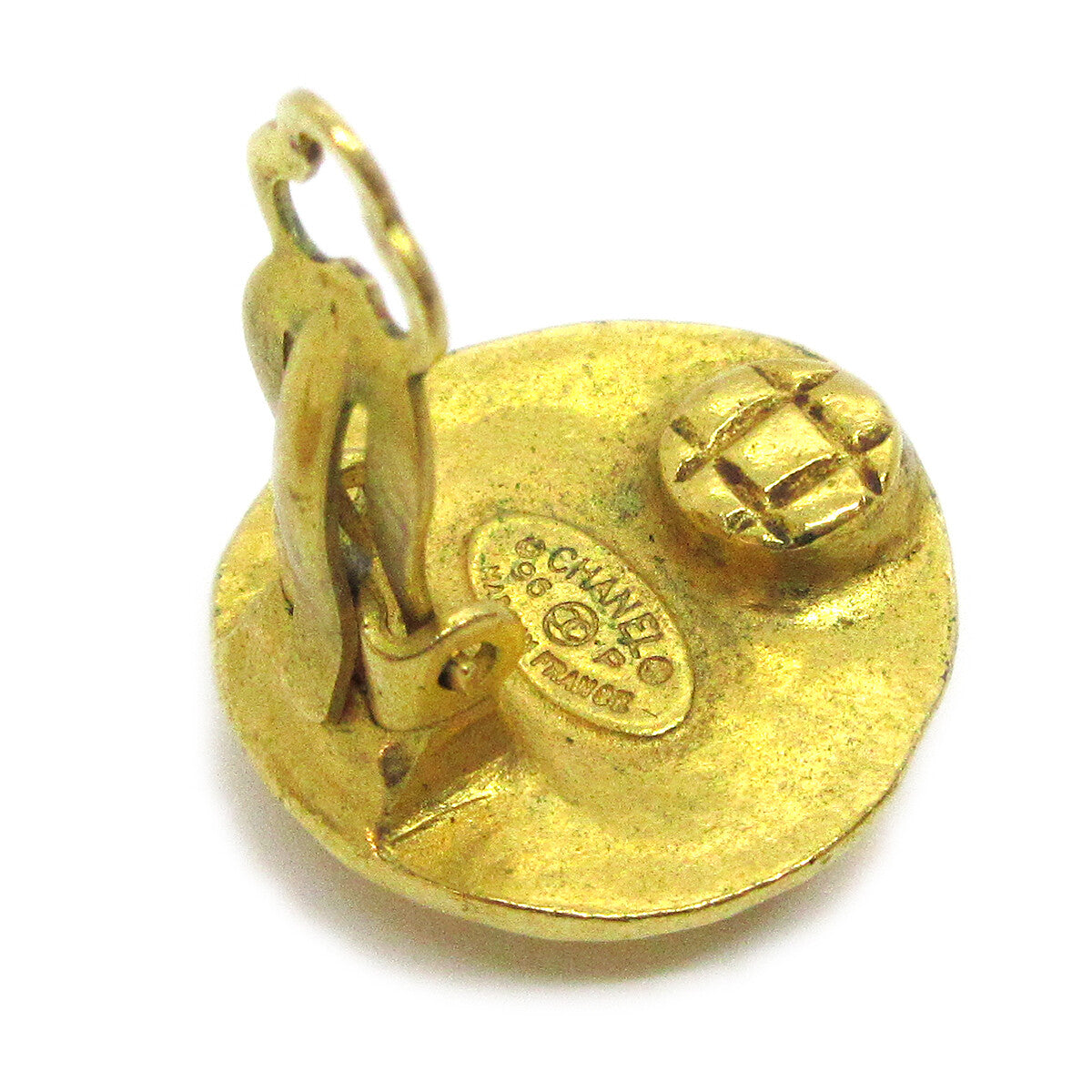 Chanel Vintage Cc Round Clip-On Earrings Metal Gold Gold_Plated Earrings Jewelry (Pre-Owned)