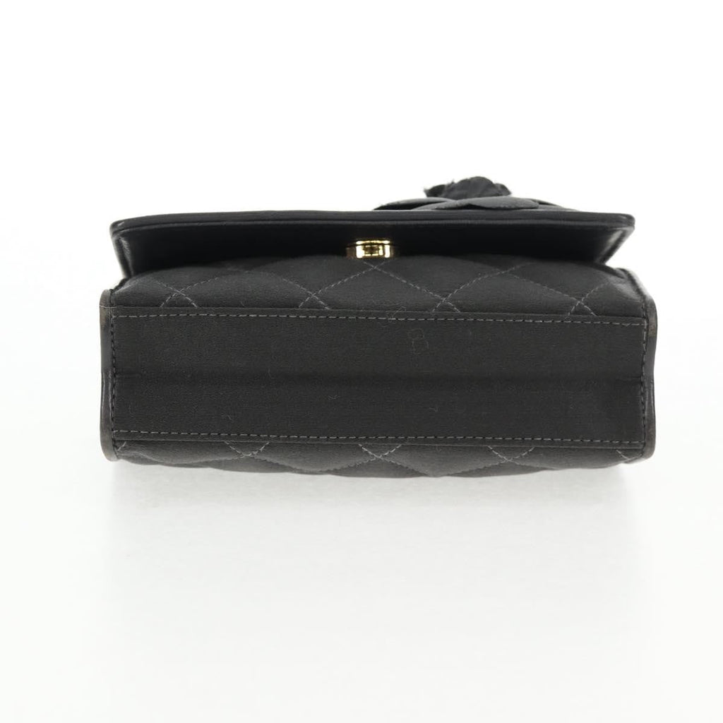 Chanel Vintage Camellia Flap Bag Satin Gray Satin Clutche & Pouche Bag (Pre-Owned)