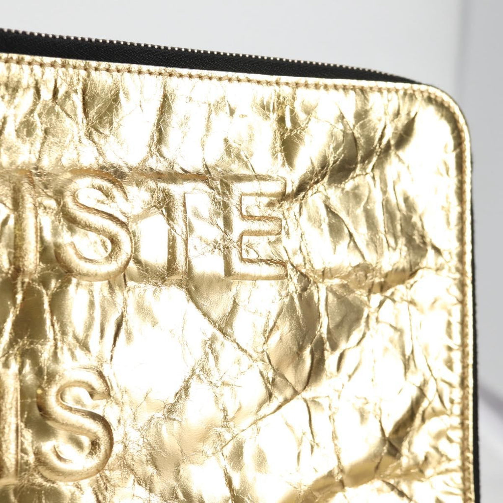 Chanel Feminine Pouch Crinkled Leather Gold Leather Clutche & Pouche Bag (Pre-Owned)
