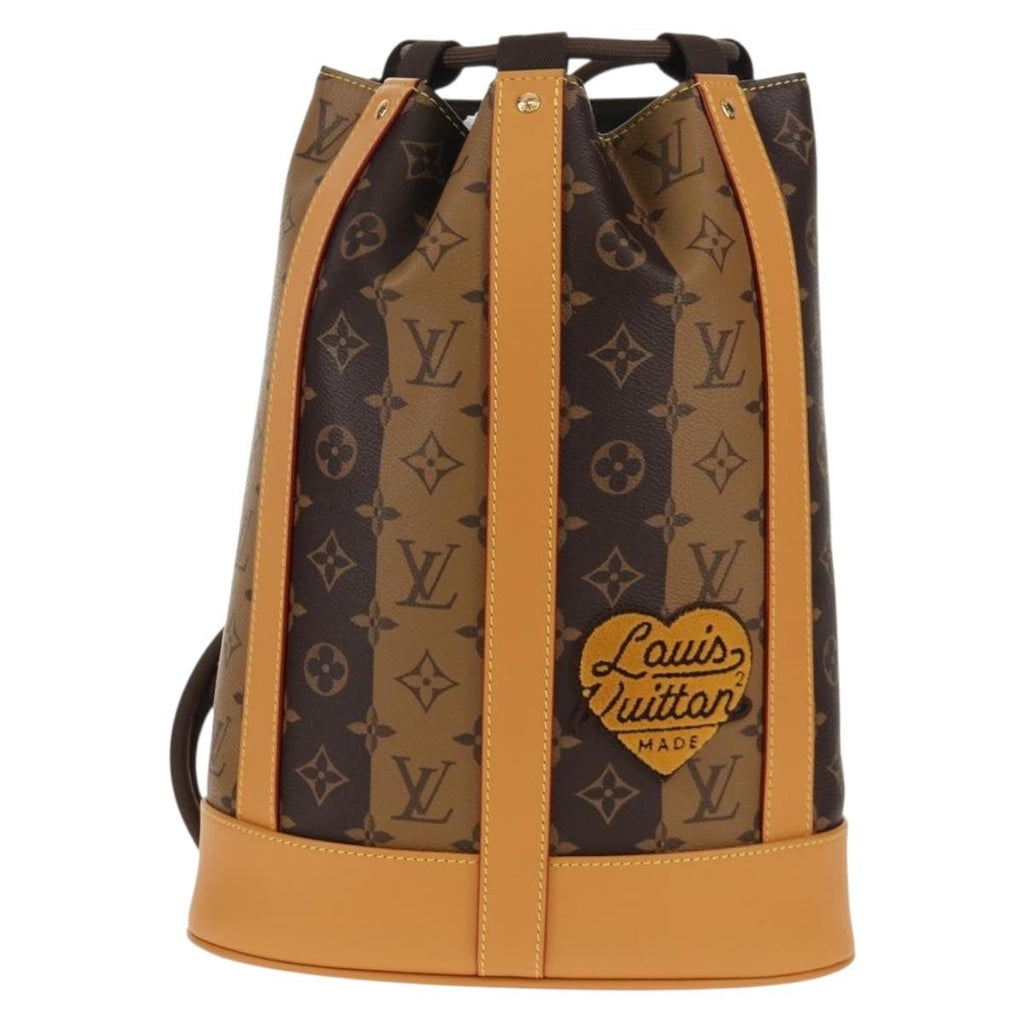 Louis Vuitton Nigo Randonnee Backpack Limited Edition Stripes Monogram Canvas Brown Canvas Shoulder Bag Bag (Pre-Owned)