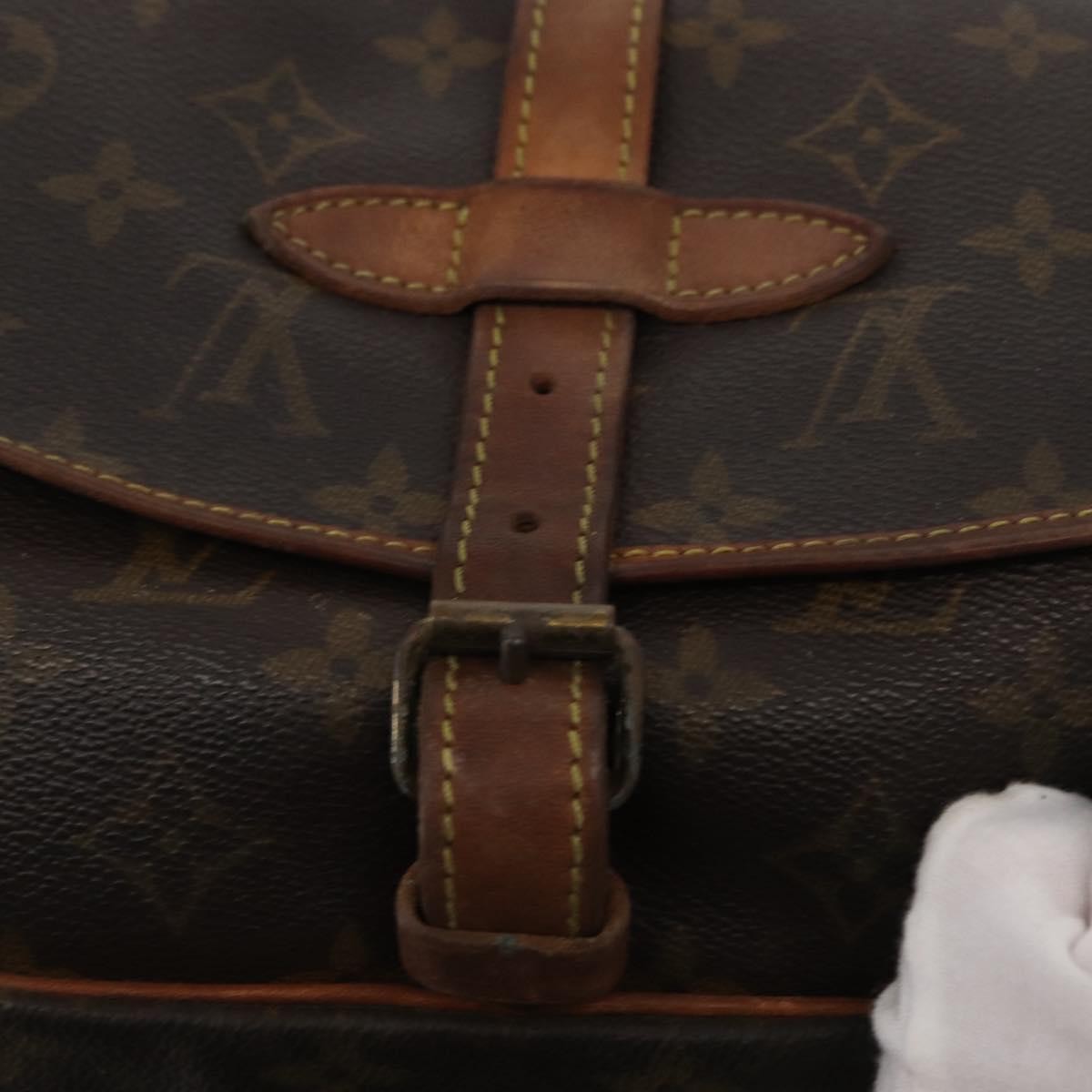 Louis Vuitton Saumur Handbag Monogram Canvas Brown Canvas Shoulder Bag Bag (Pre-Owned)