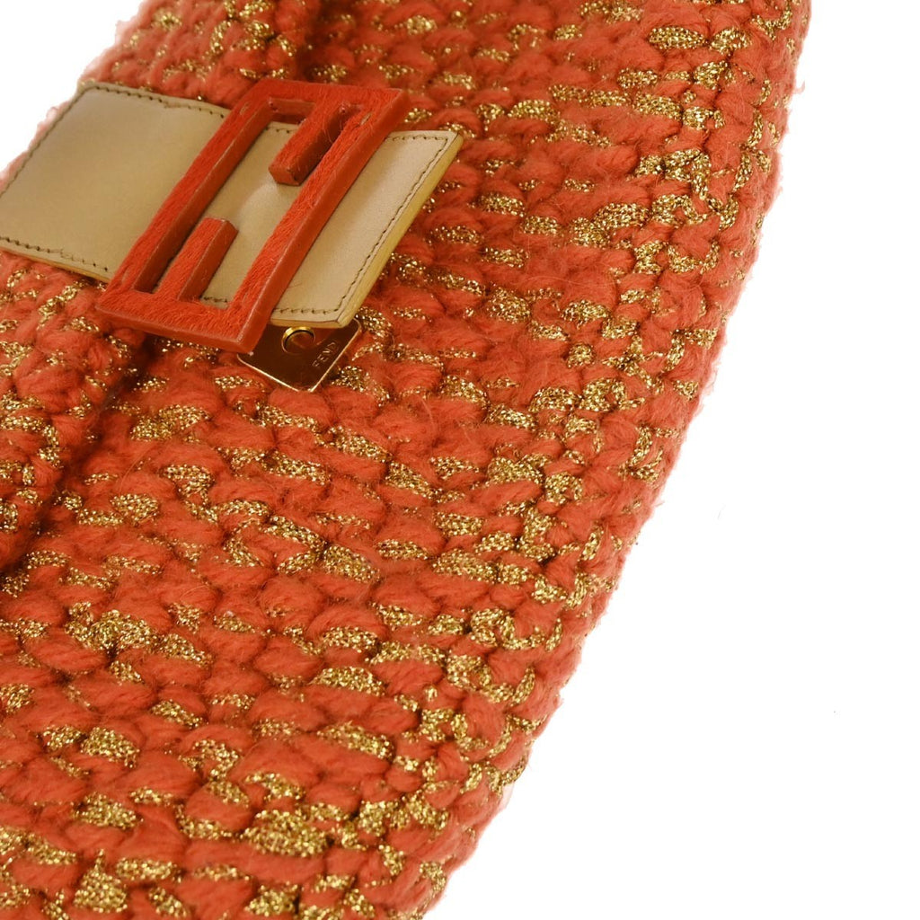 Fendi Baguette Bag Wool Orange Wool Shoulder Bag Bag (Pre-Owned)