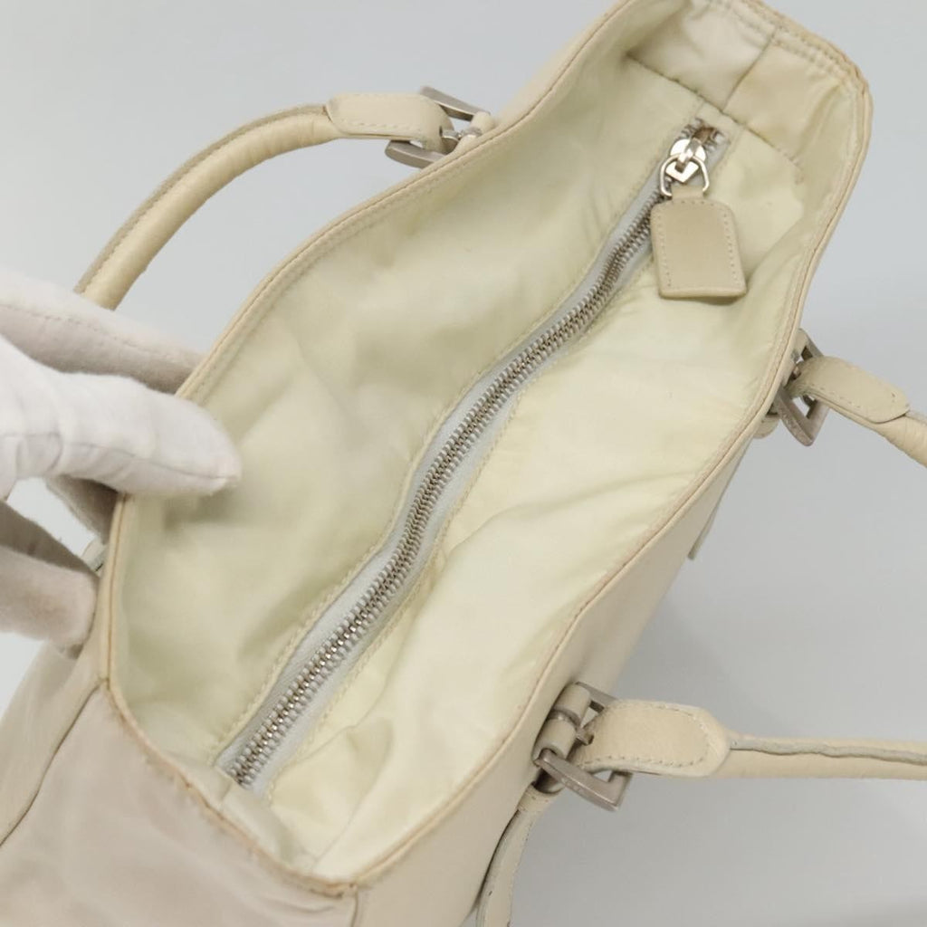 Prada Vintage Shoulder Bag Nylon And Leather White Leather Shoulder Bag Bag (Pre-Owned)