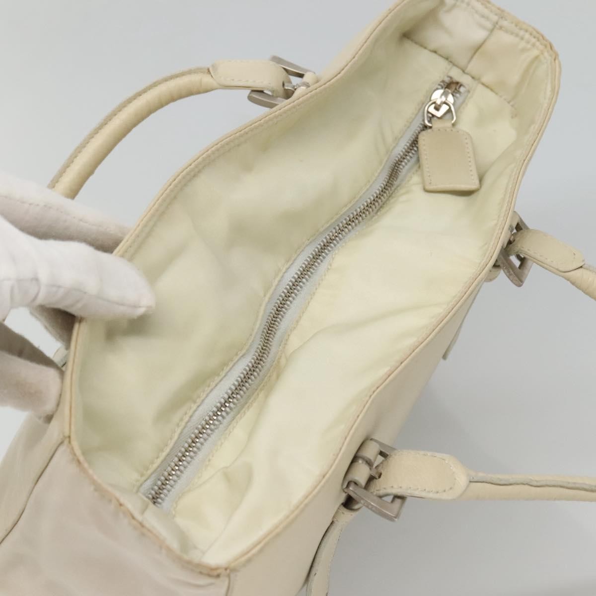 Prada Vintage Shoulder Bag Nylon And Leather White Leather Shoulder Bag Bag (Pre-Owned)