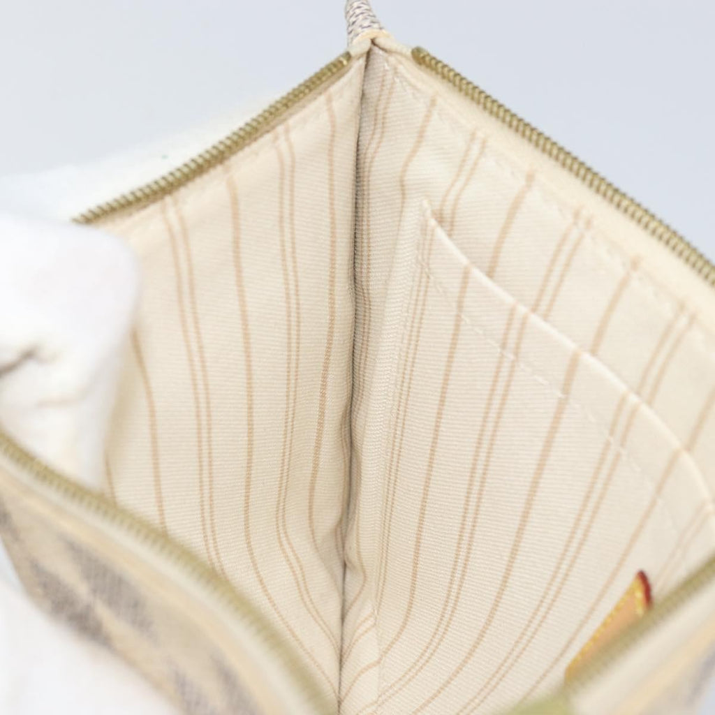 Louis Vuitton Neverfull Pochette Damier White Canvas Clutche & Pouche Bag (Pre-Owned)