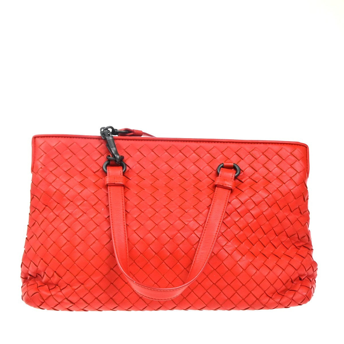 Bottega Veneta 2-Pocket Convertible Tote Intrecciato Nappa Red Leather Tote Bag Bag (Pre-Owned)