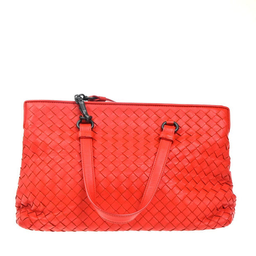 Bottega Veneta 2-Pocket Convertible Tote Intrecciato Nappa Red Leather Tote Bag Bag (Pre-Owned)