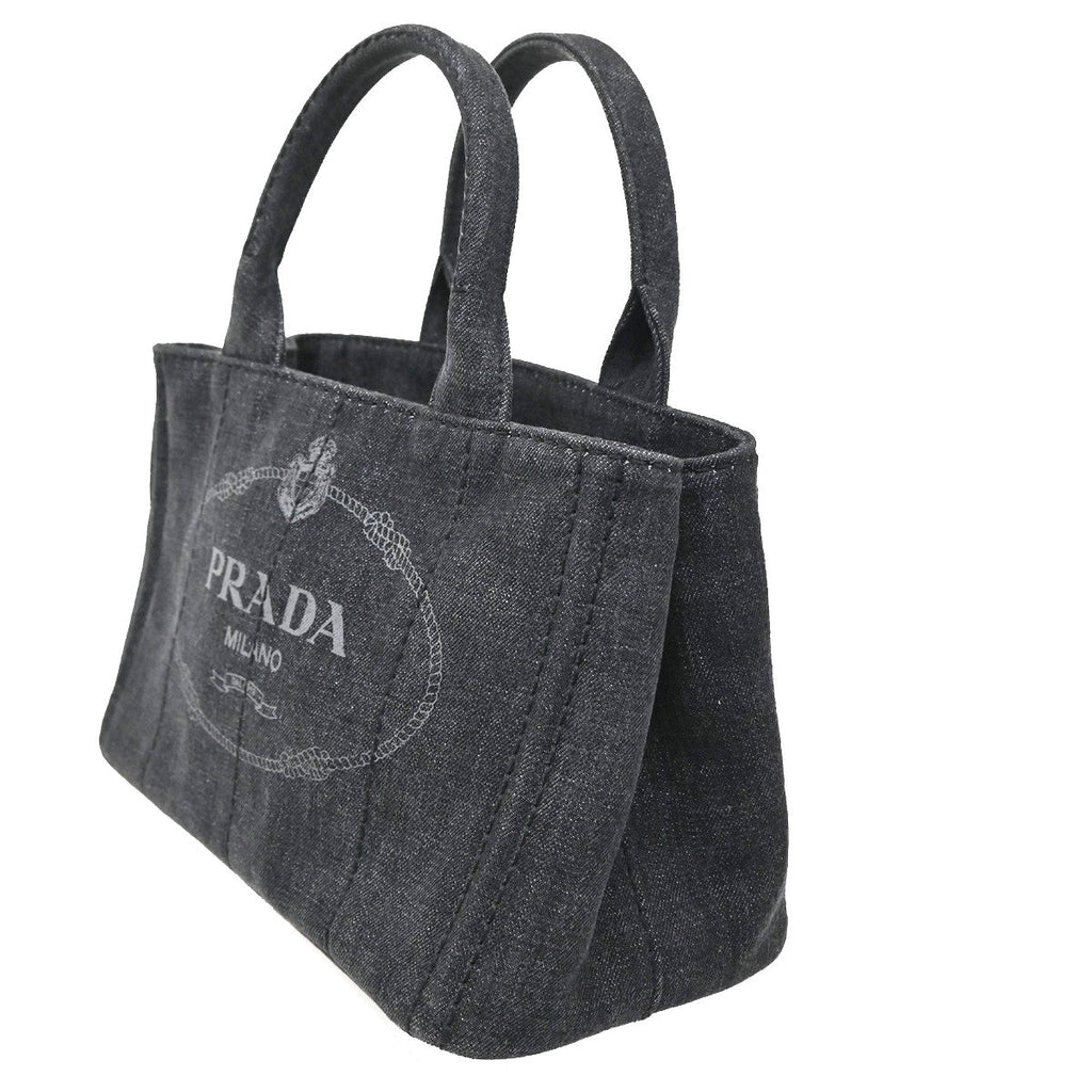 Prada Canapa Convertible Tote Denim Black Denim_Jeans Tote Bag Bag (Pre-Owned)
