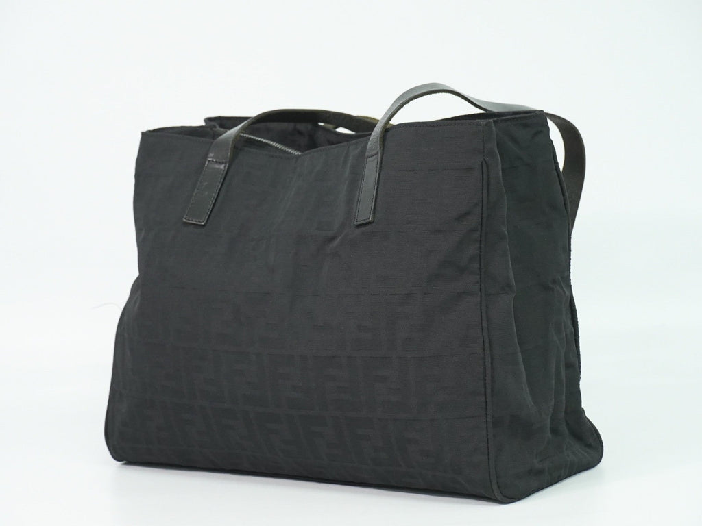 Fendi Zucca Tote Bag Canvas Black Canvas Tote Bag Bag (Pre-Owned)