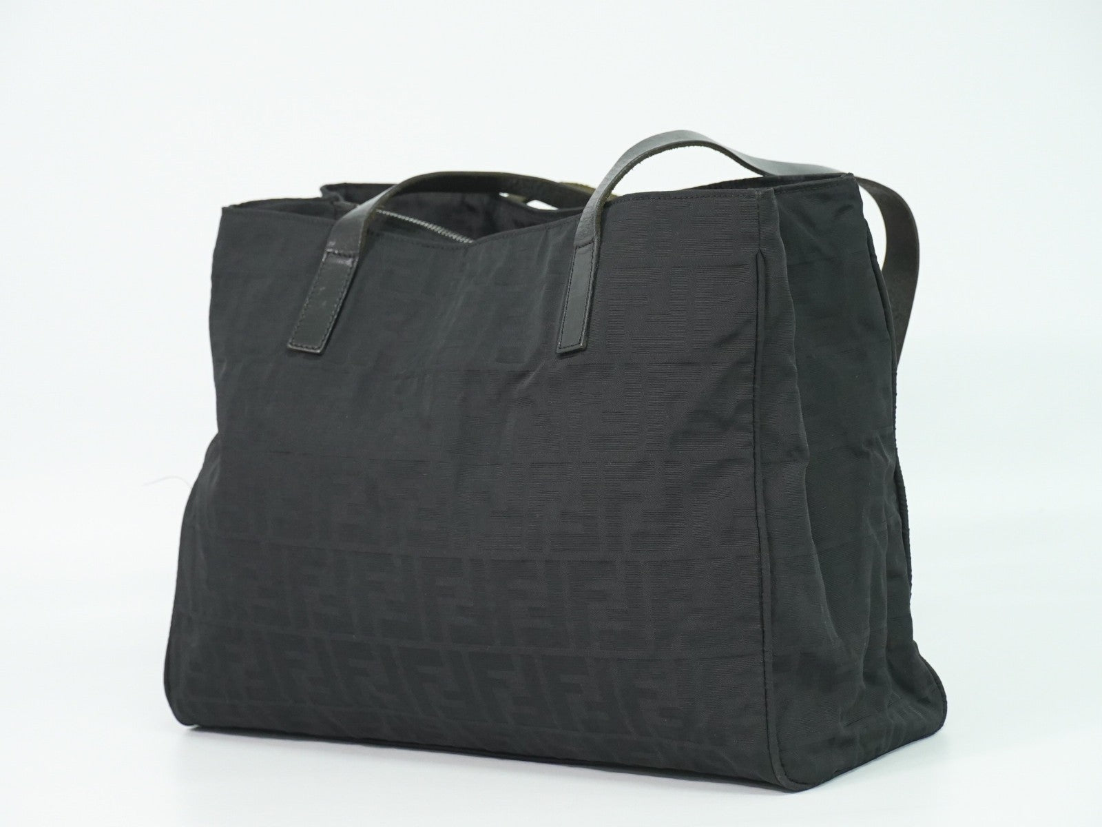 Fendi Zucca Tote Bag Canvas Black Canvas Tote Bag Bag (Pre-Owned)