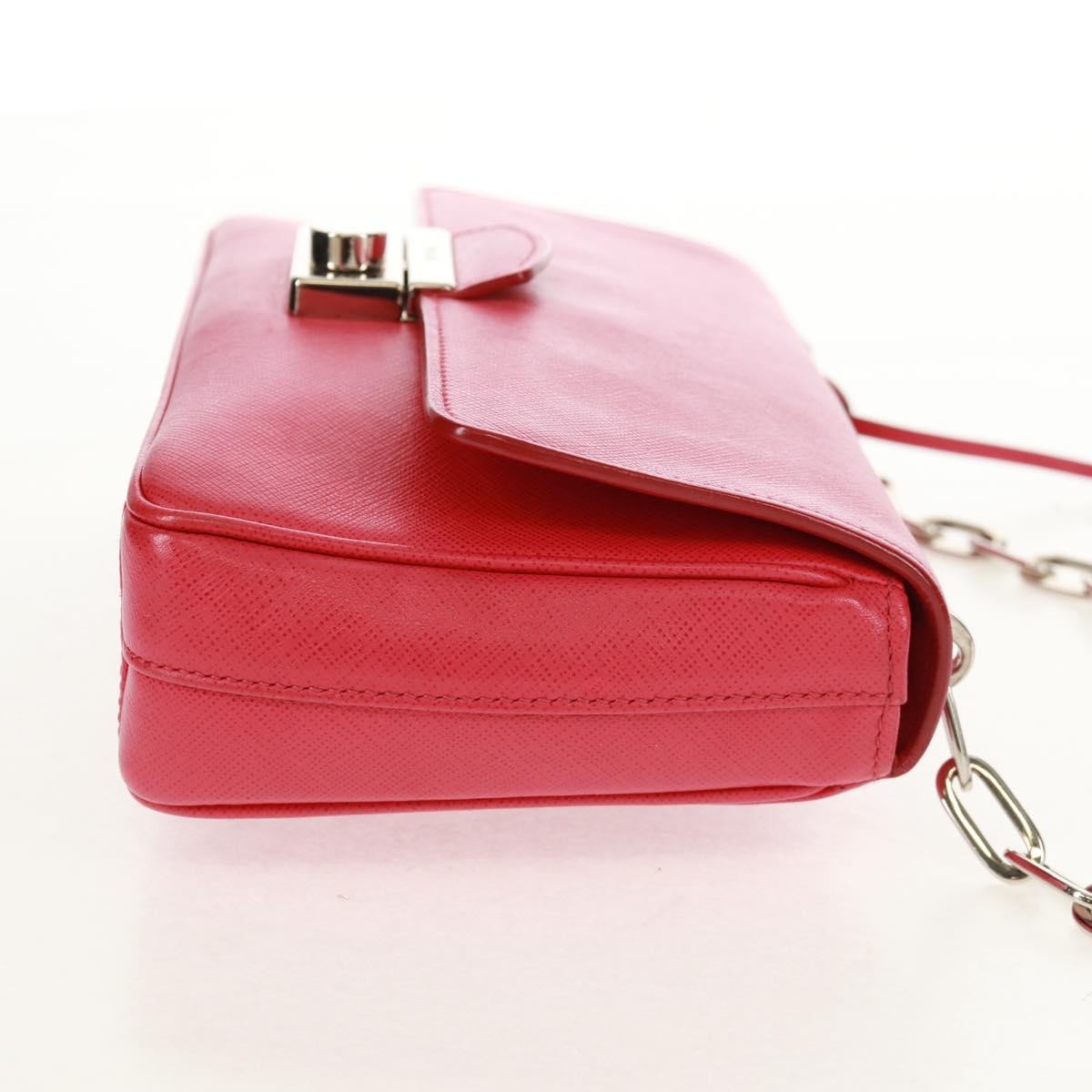 Prada Sound Chain Shoulder Bag Saffiano Leather Red Leather Shoulder Bag Bag (Pre-Owned)