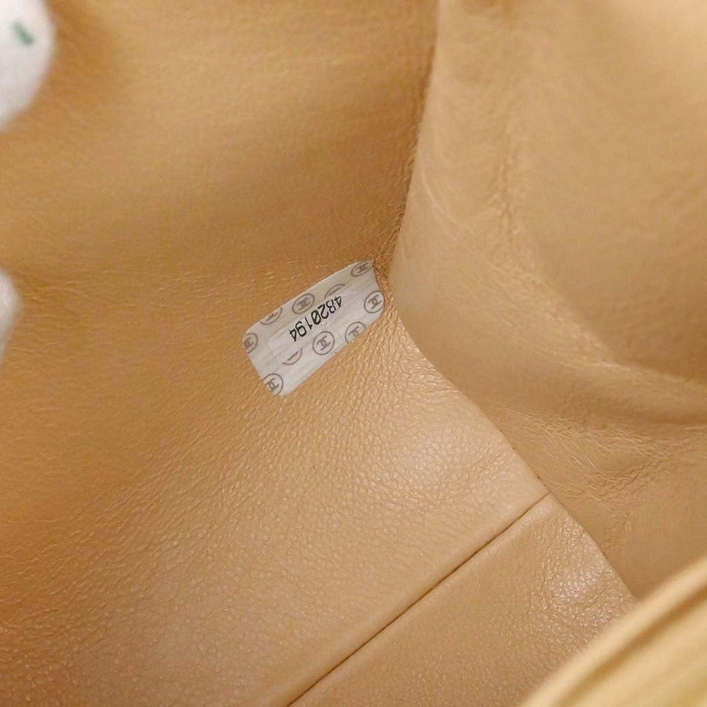 Chanel Vintage Top Handle Flap Bag Quilted Lambskin Beige Leather Handbag (Pre-Owned)