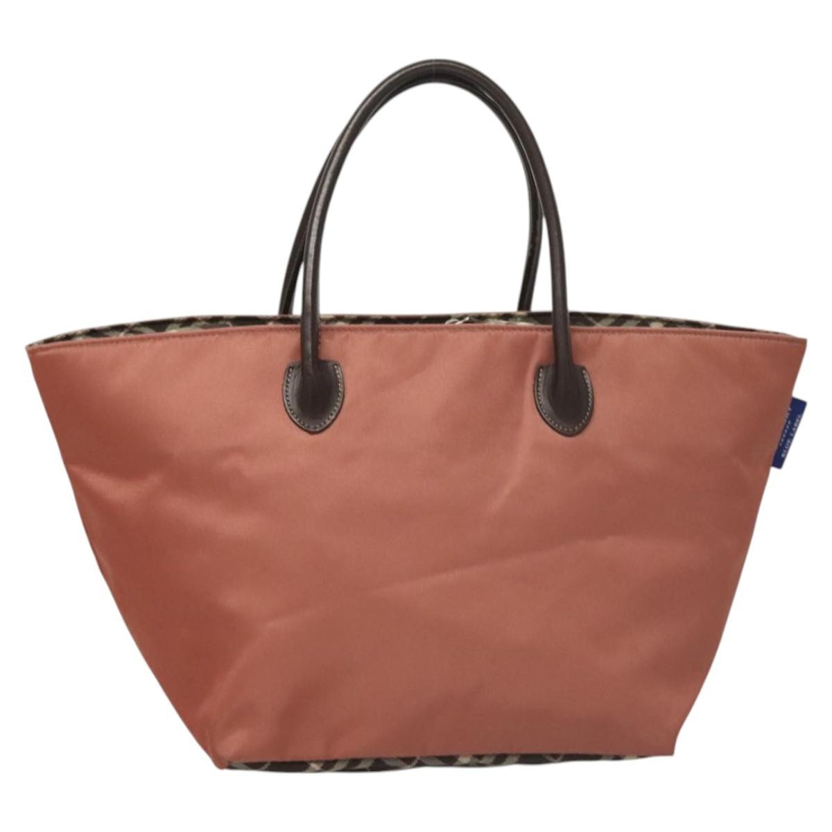 Burberry Nova Check Blue Label Nylon Pink Nylon Handbag (Pre-Owned)