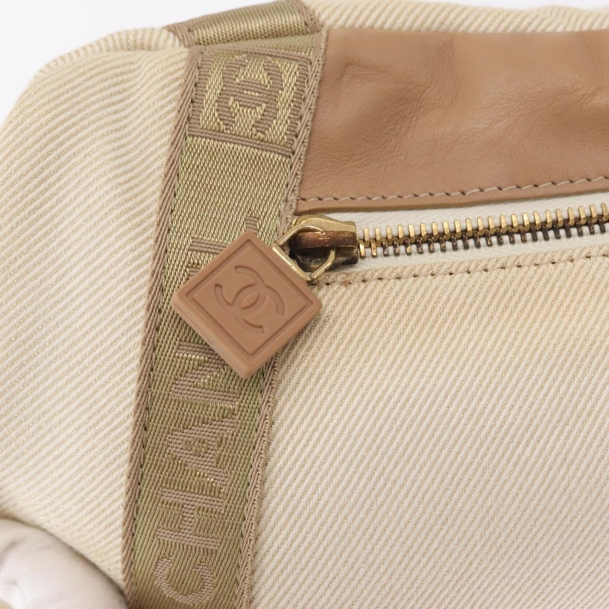 Chanel Sports Shoulder Bag Coco Mark Beige Canvas Shoulder Bag Bag (Pre-Owned)