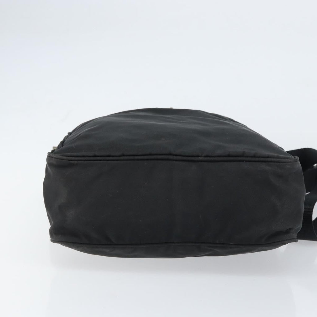 Prada Front Pocket Zip Messenger Bag Tessuto With Saffiano Leather Black Nylon Shoulder Bag Bag (Pre-Owned)