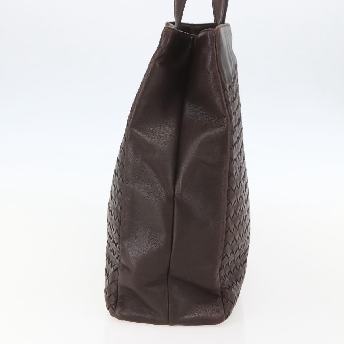 Bottega Veneta Intrecciato Handbag Leather Brown Leather Handbag (Pre-Owned)